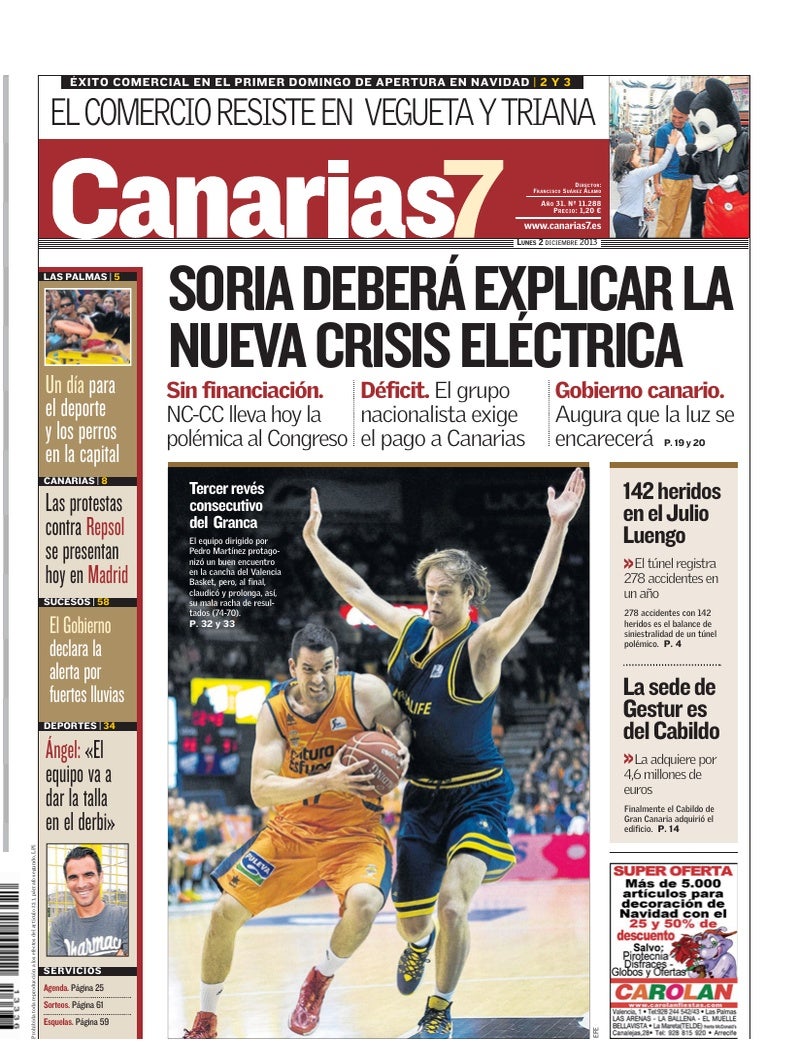 Portada Canarias7 02-12-2013