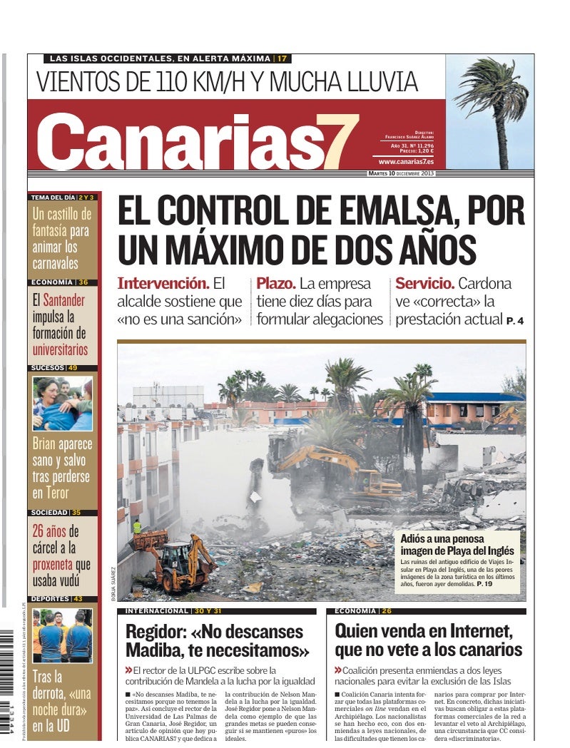 Portada Canarias7 10-12-2013