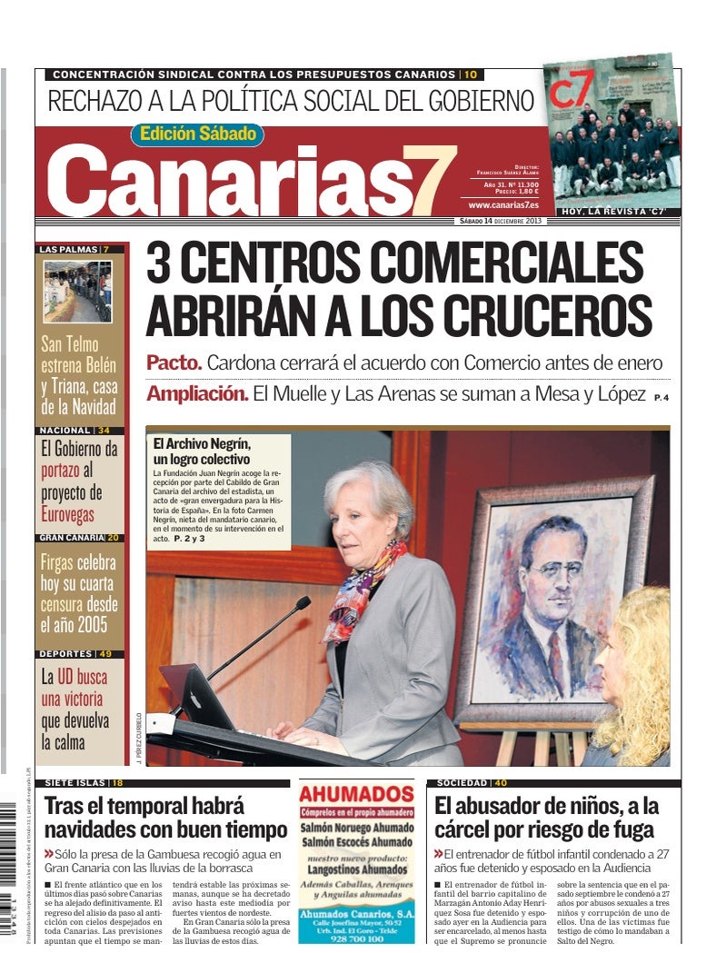 Portada Canarias7 14-12-2013
