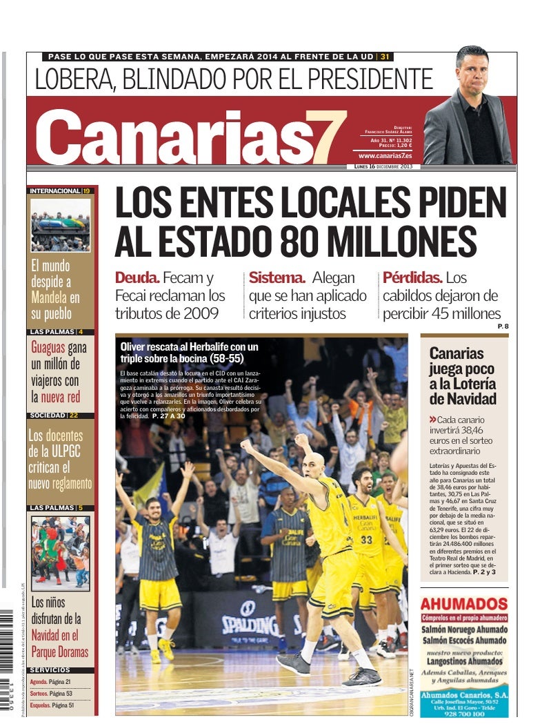 Portada Canarias7 16-12-2013