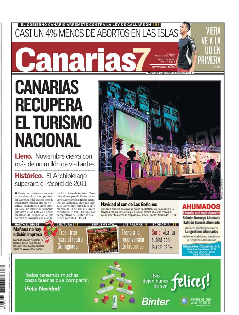 Portada Canarias7 24-12-2013