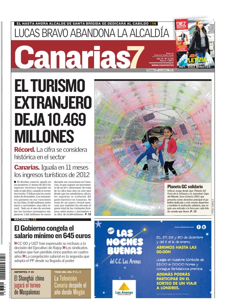 Portada Canarias7 27-12-2013