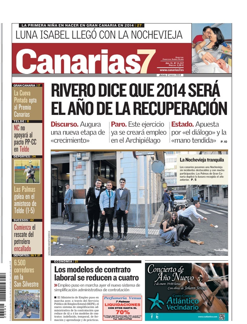 Portada Canarias7 02-01-2014