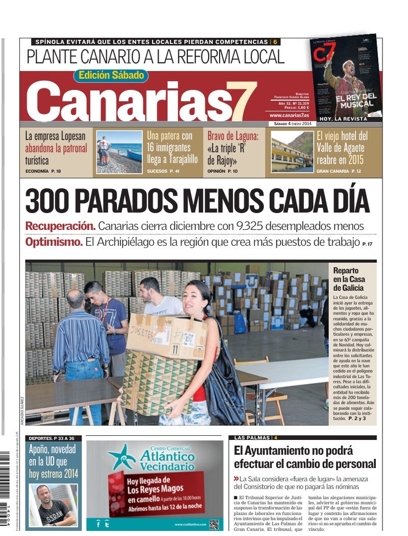 Portada Canarias7 04-01-2014