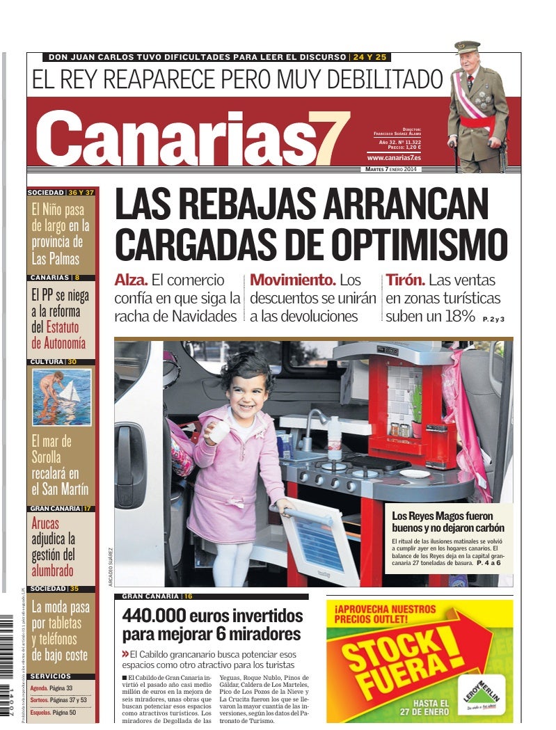 Portada Canarias7 07-01-2014