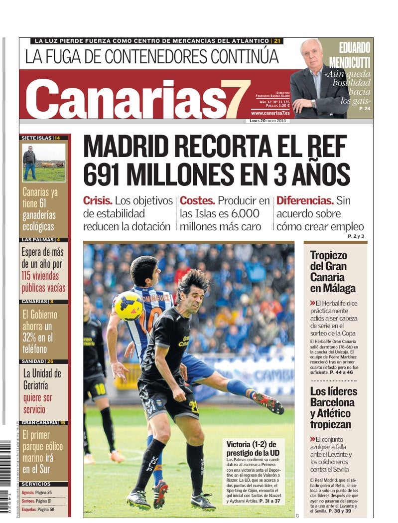 Portada Canarias7 20-01-2014