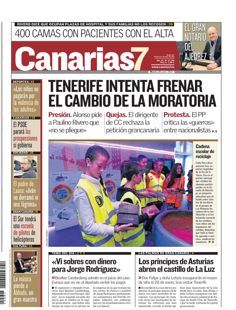 Portada Canarias7 21-01-2014
