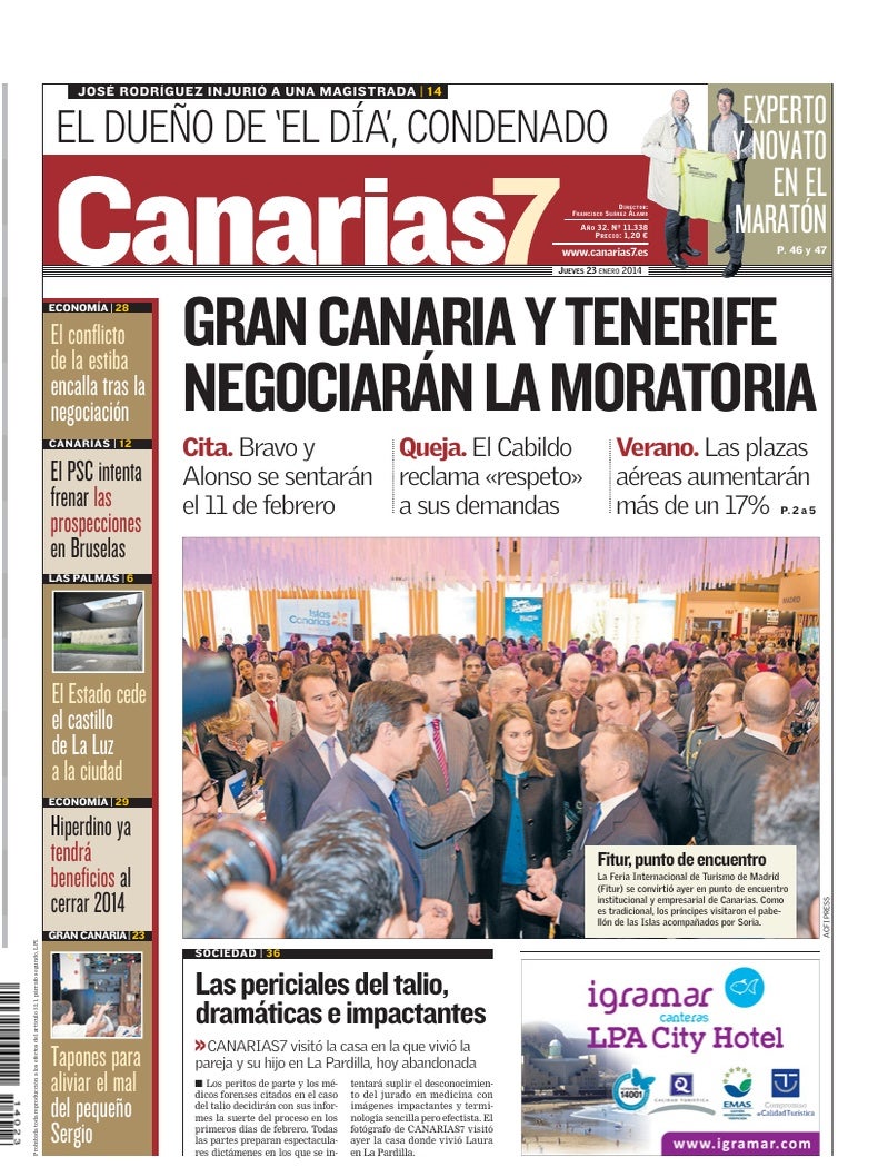 Portada Canarias7 23-01-2014