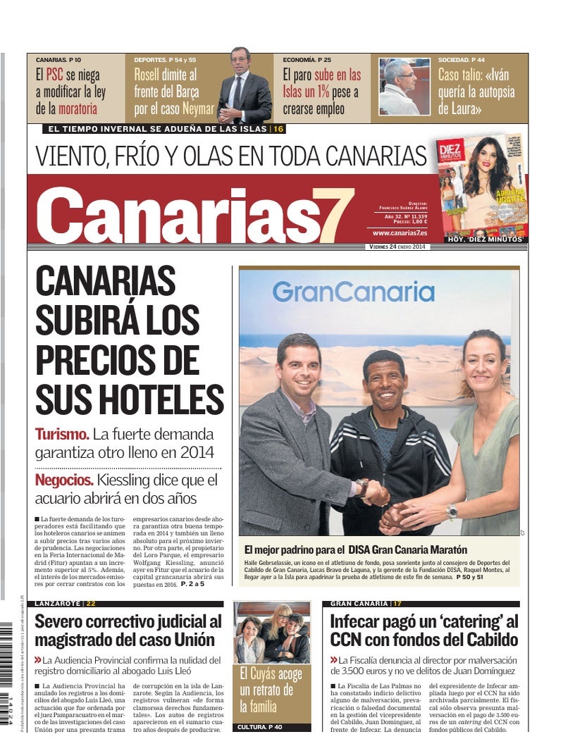 Portada Canarias7 24-01-2014