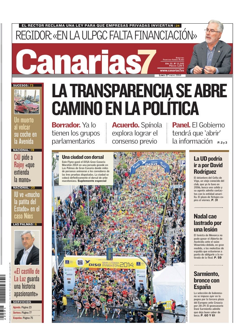 Portada Canarias7 27-01-2014