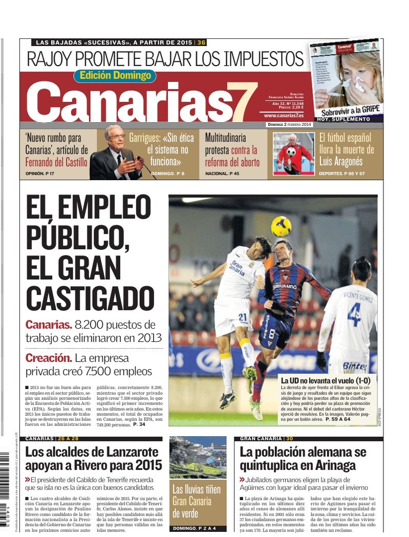 Portada Canarias7 02-02-2014