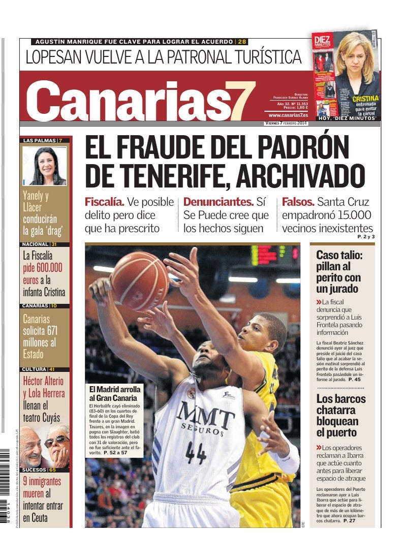 Portada Canarias7 07-02-2014