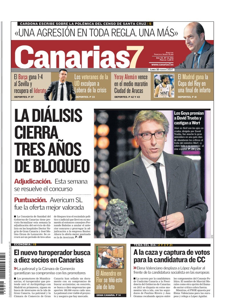 Portada Canarias7 10-02-2014