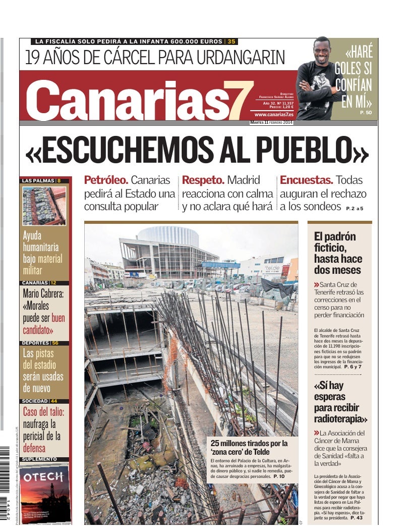 Portada Canarias7 11-02-2014