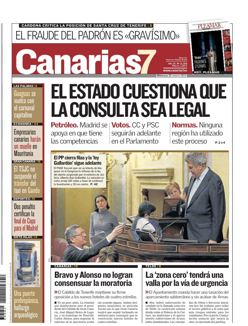 Portada Canarias7 12-02-2014