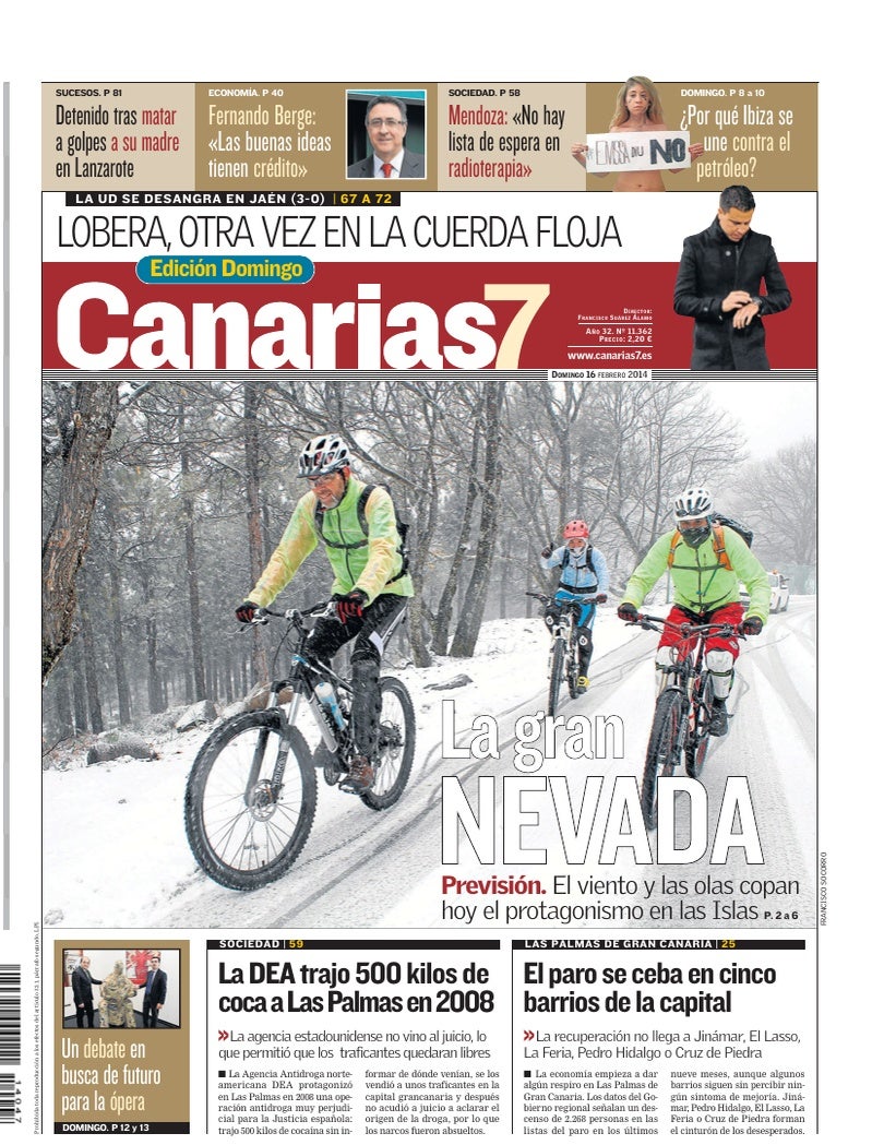 Portada Canarias7 16-02-2014