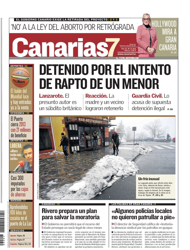 Portada Canarias7 18-02-2014