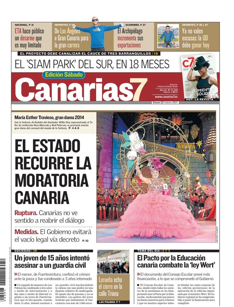 Portada Canarias7 22-02-2014