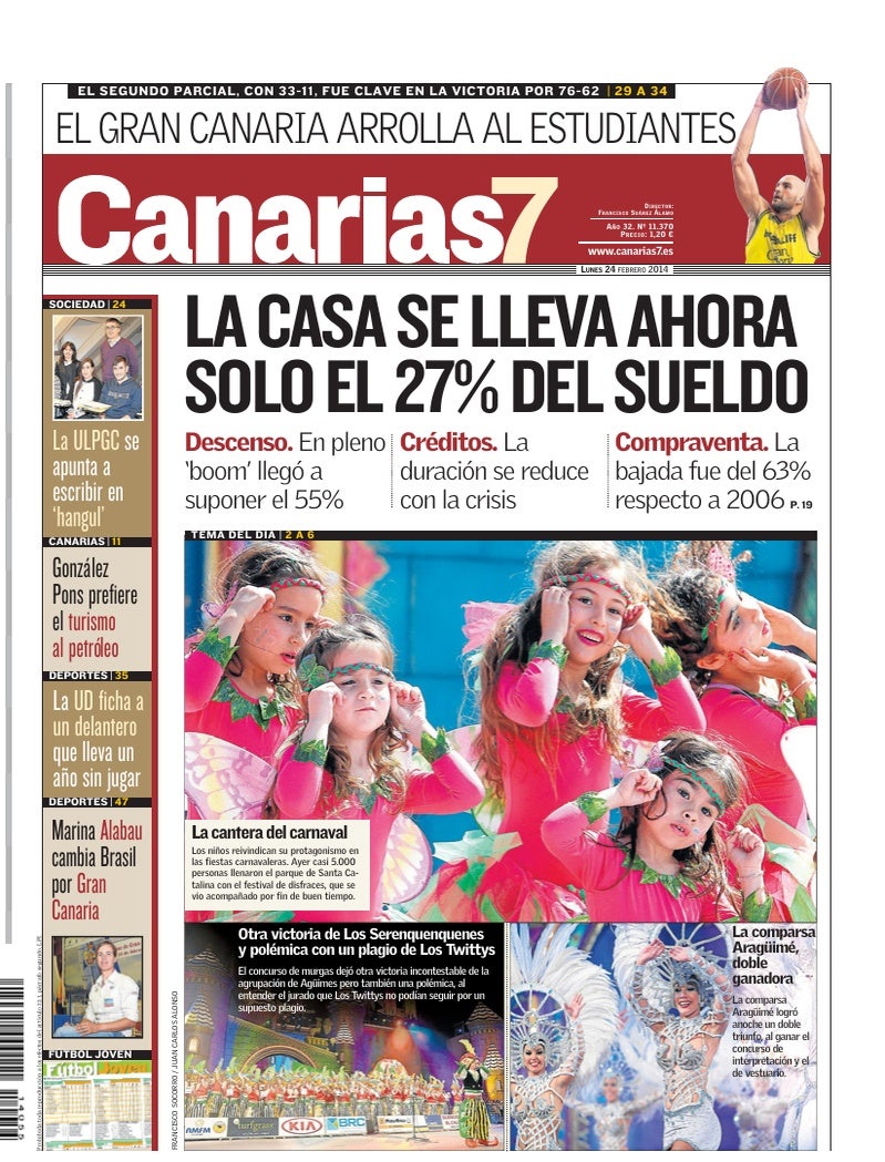 Portada Canarias7 24-02-2014