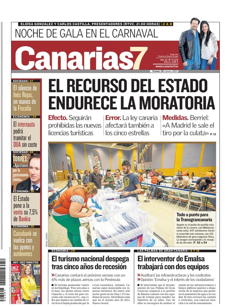 Portada Canarias7 28-02-2014