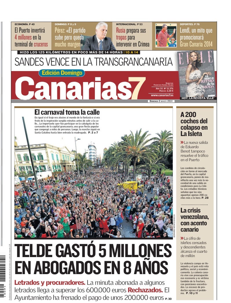 Portada Canarias7 02-03-2014
