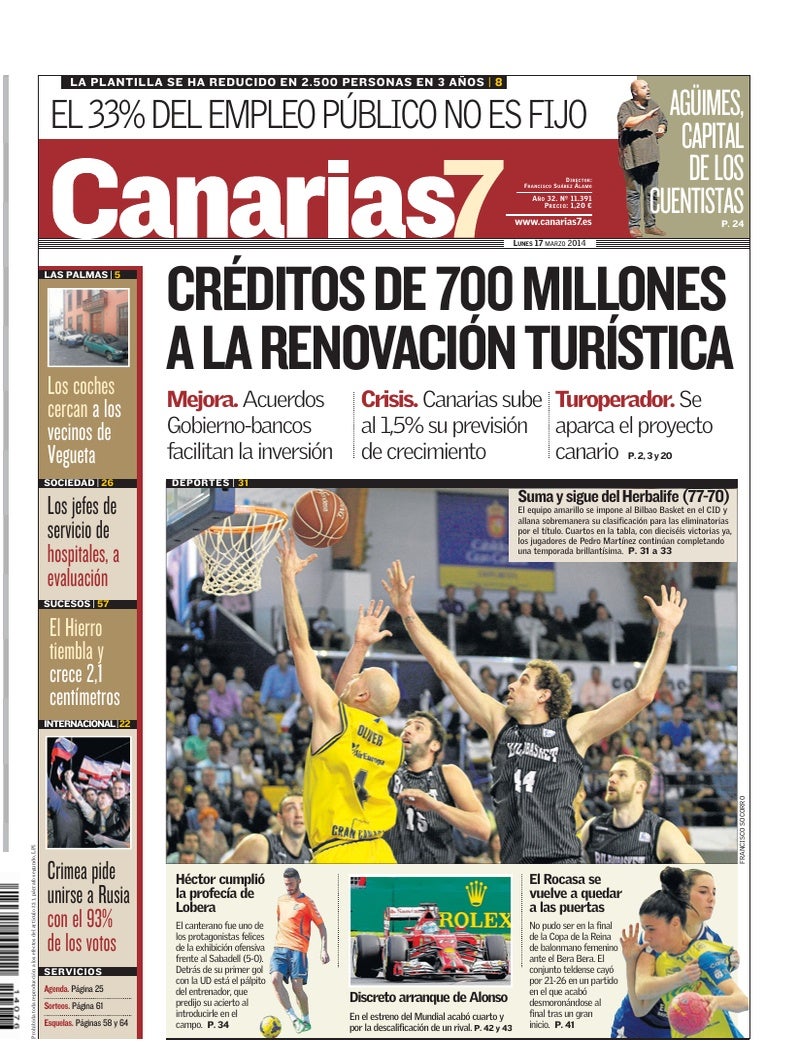 Portada Canarias7 17-03-2014