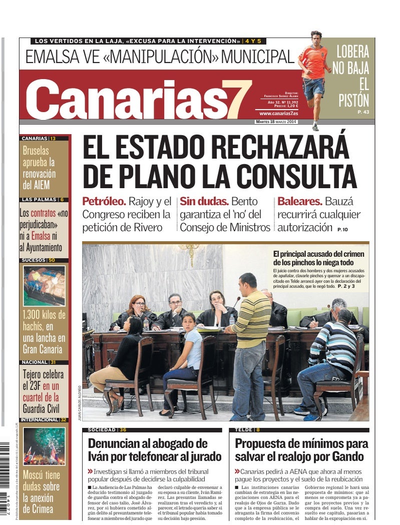 Portada Canarias7 18-03-2014