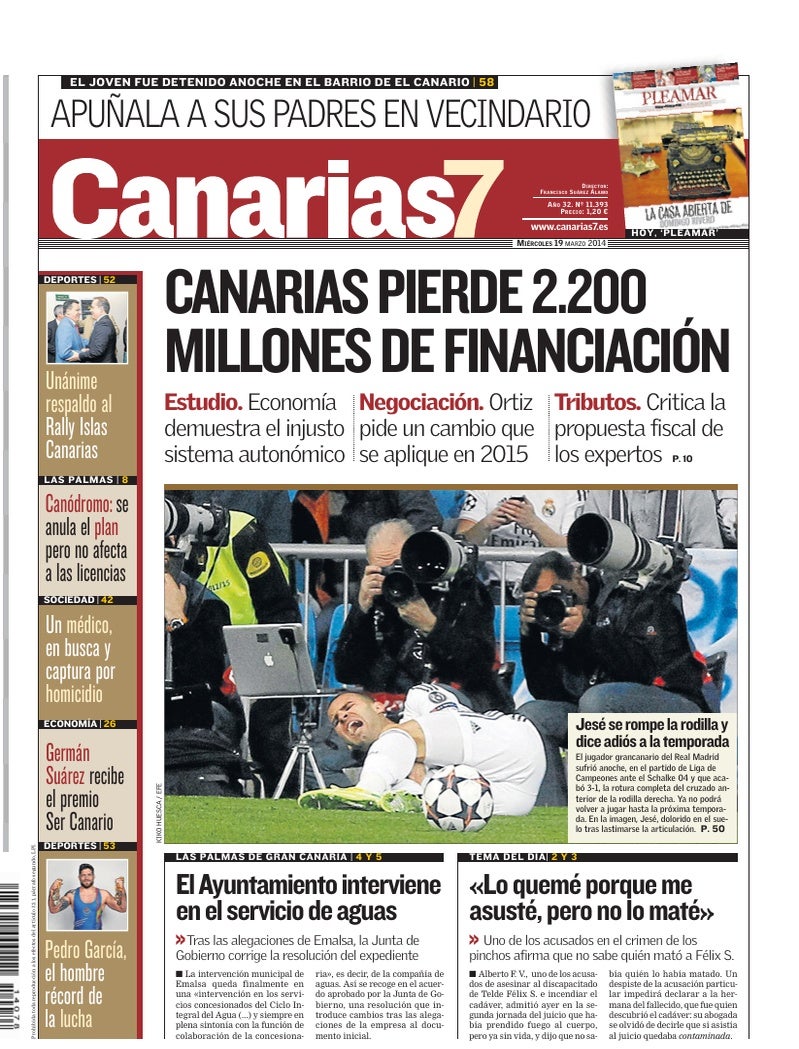 Portada Canarias7 19-03-2014