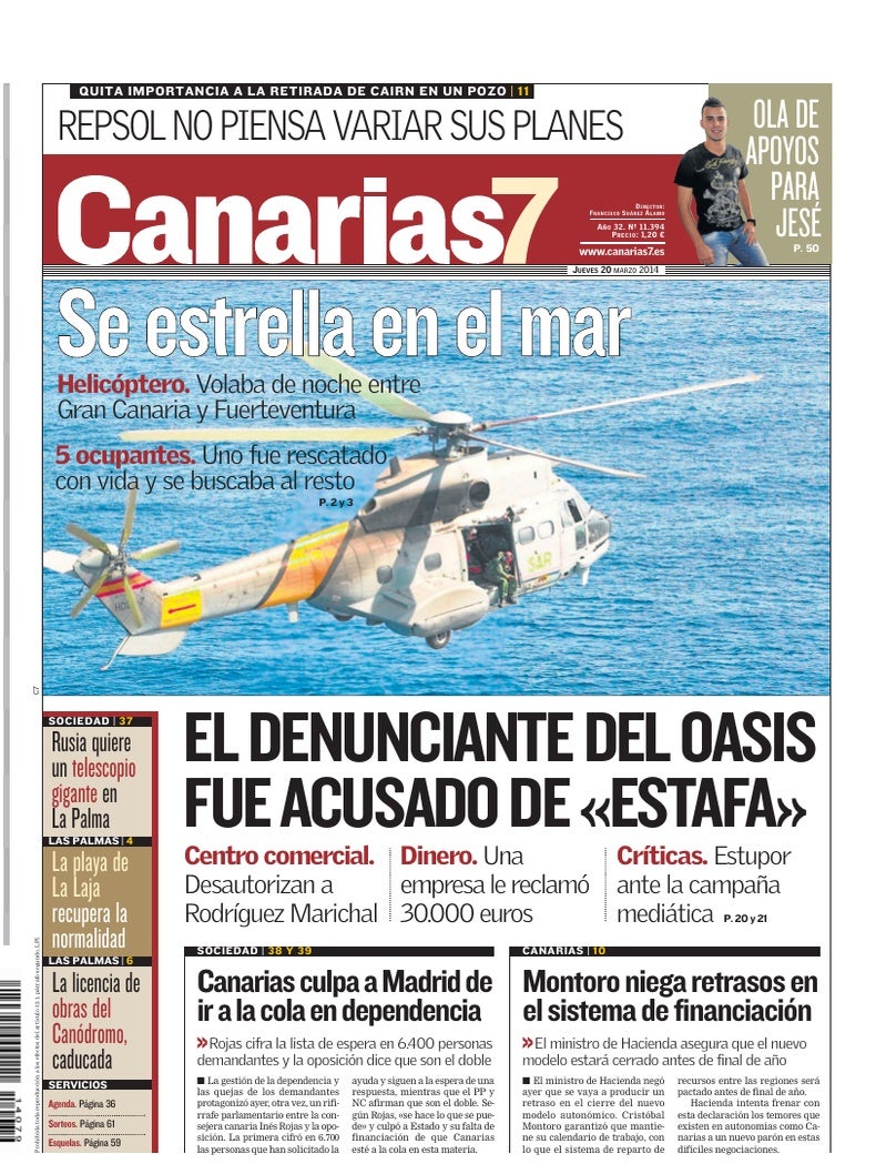 Portada Canarias7 20-03-2014