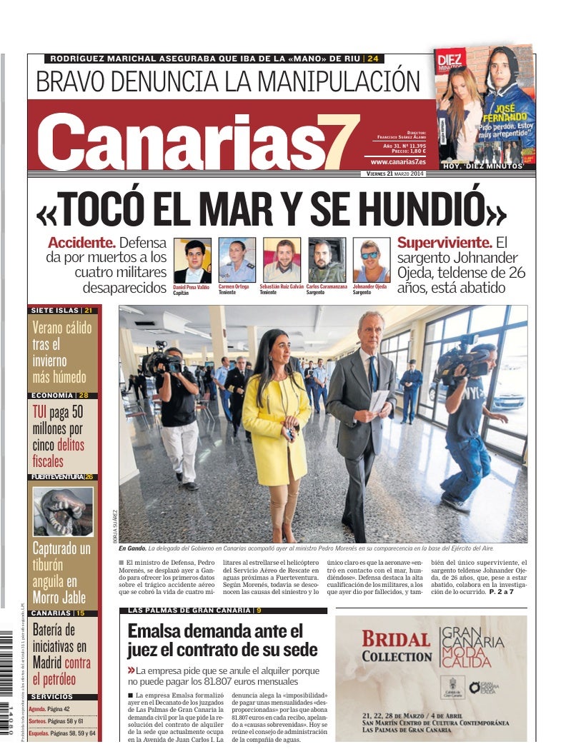 Portada Canarias7 21-03-2014