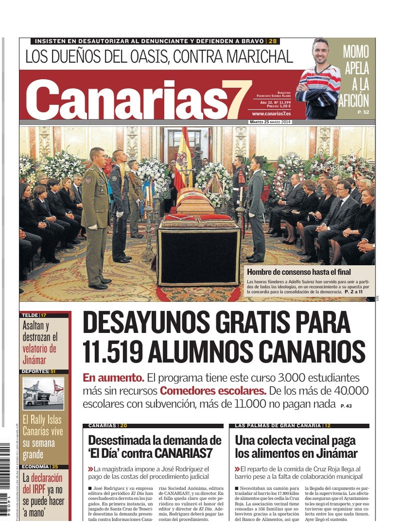Portada Canarias7 25-03-2014