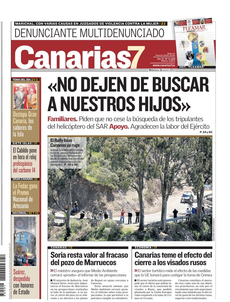 Portada Canarias7 26-03-2014