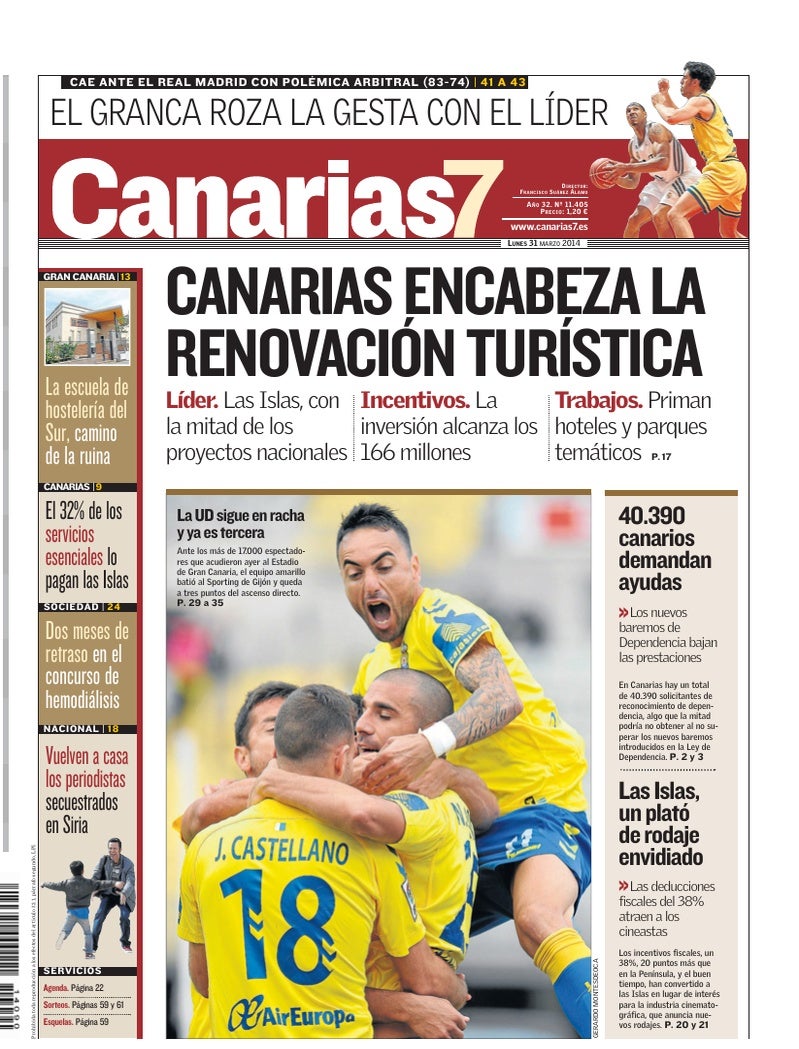 Portada Canarias7 31-03-2014