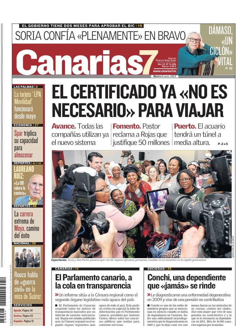 Portada Canarias7 01-04-2014
