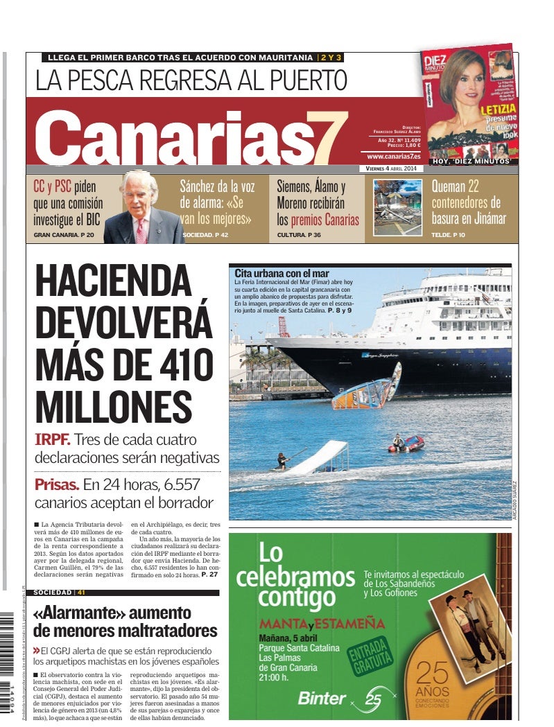 Portada Canarias7 04-04-2014