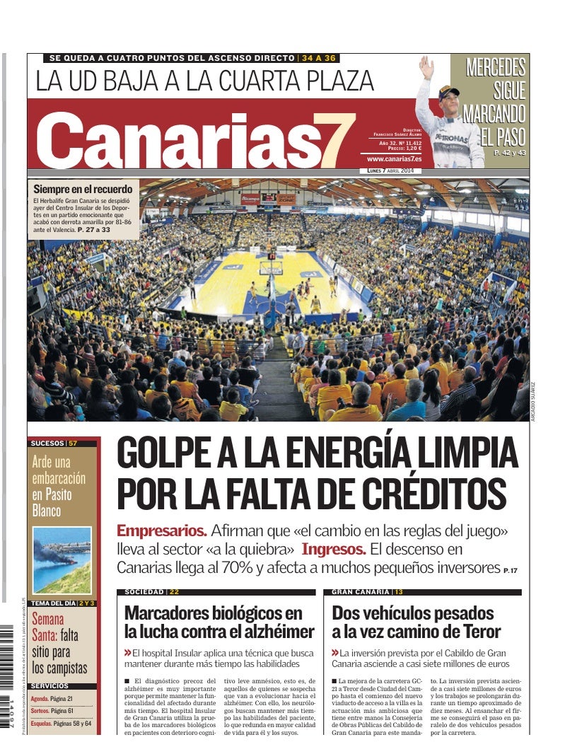Portada Canarias7 07-04-2014