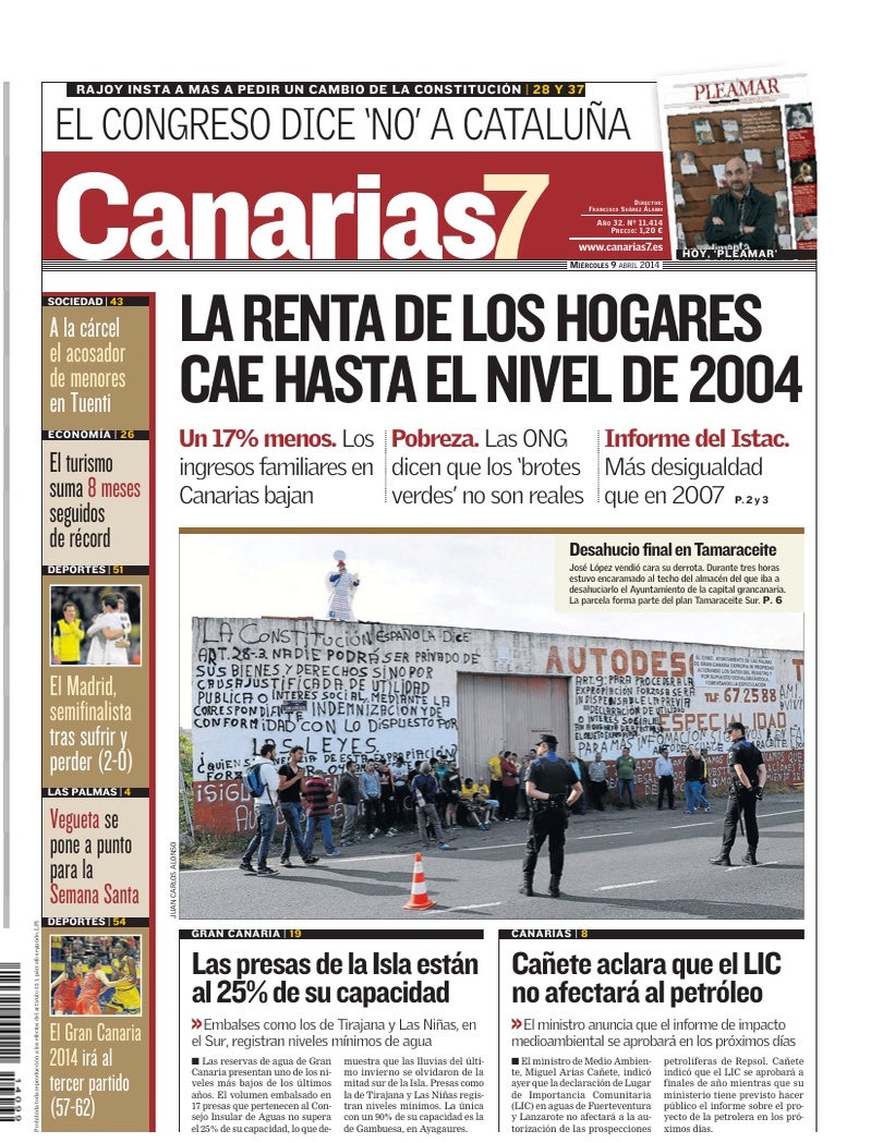 Portada Canarias7 09-04-2014