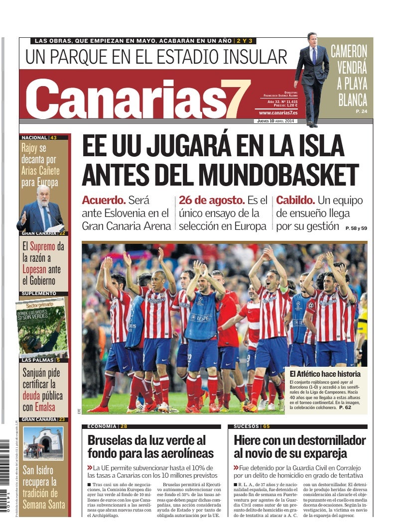 Portada Canarias7 10-04-2014