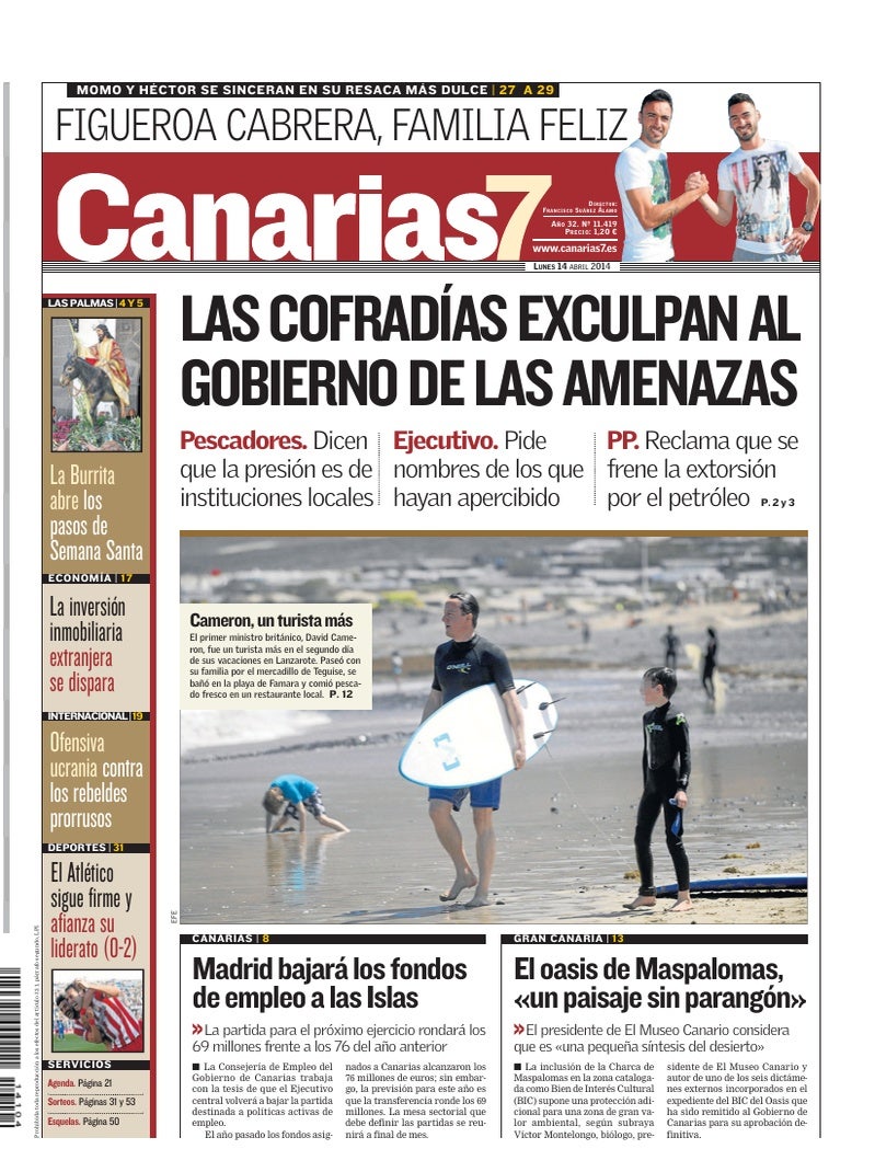 Portada Canarias7 14-04-2014