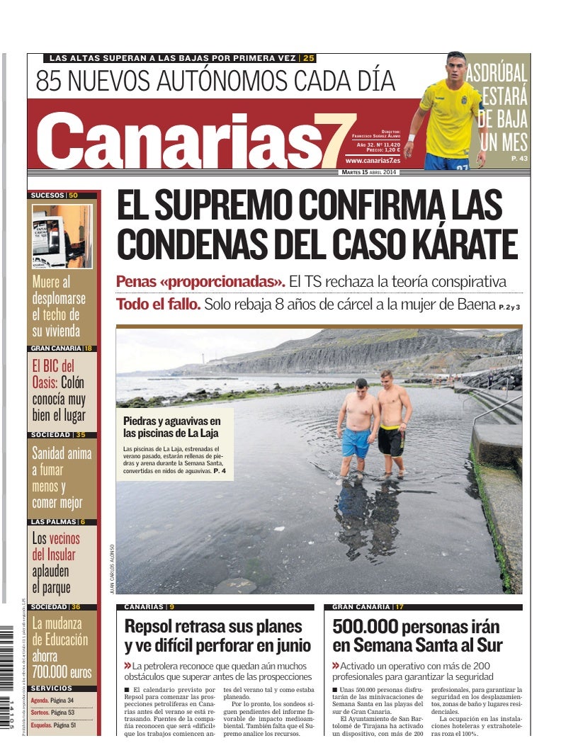 Portada Canarias7 15-04-2014