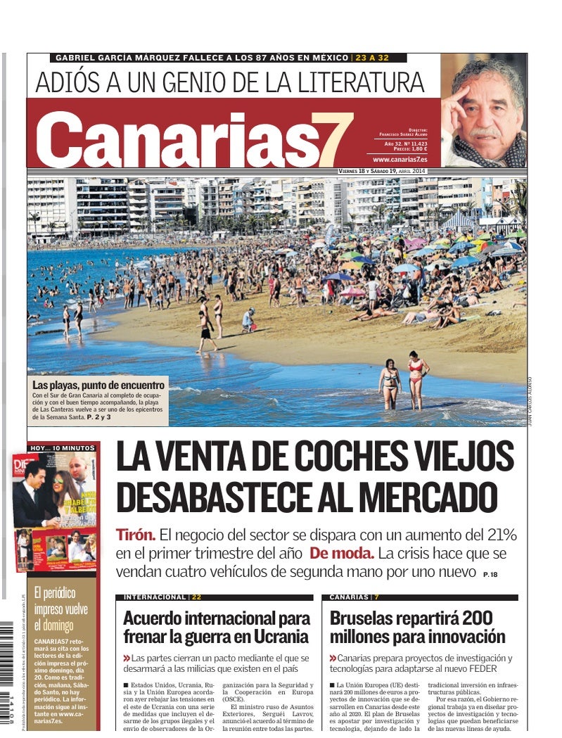 Portada Canarias7 18-04-2014