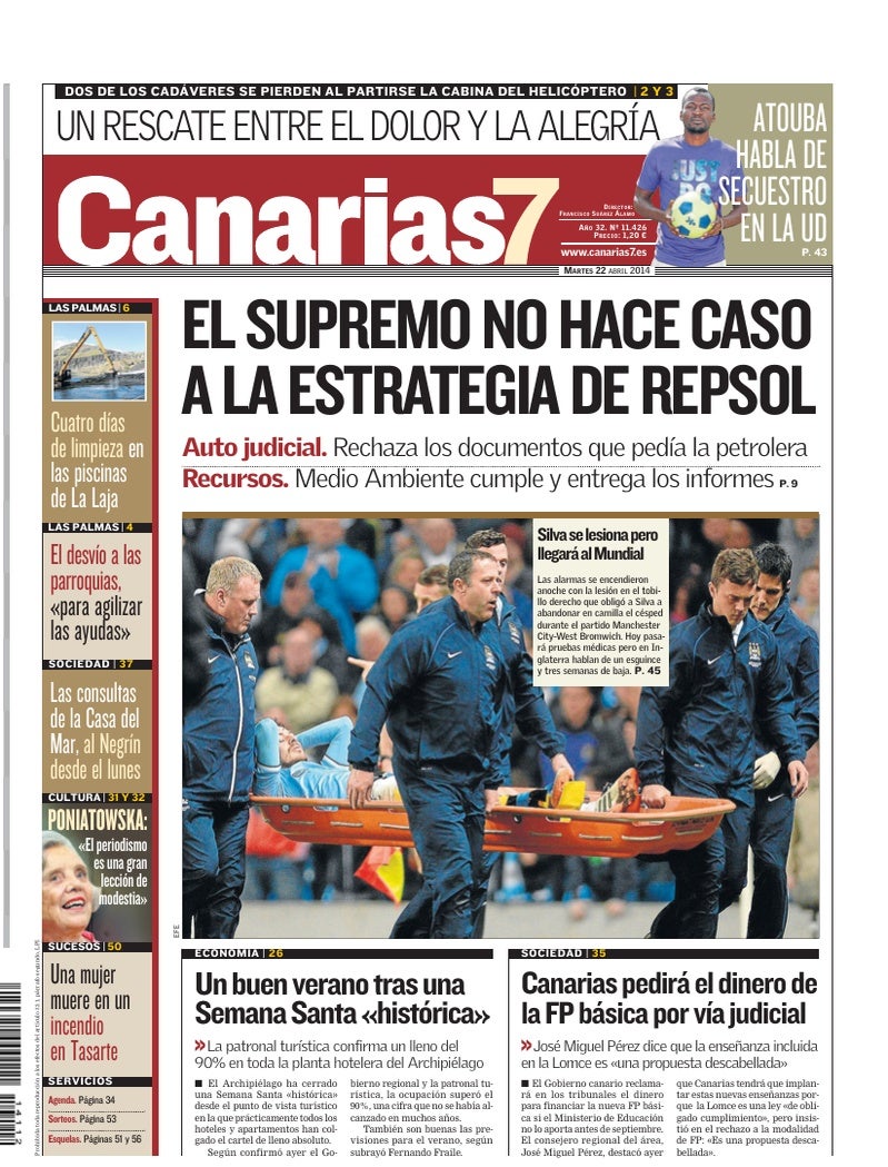 Portada Canarias7 22-04-2014