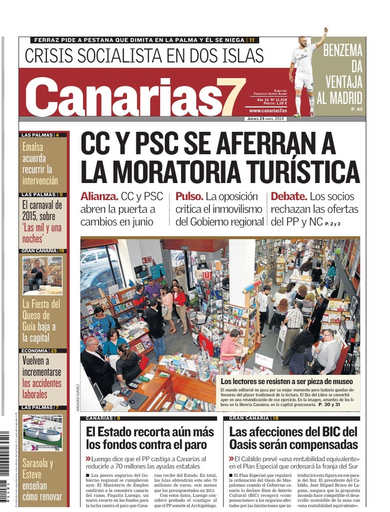Portada Canarias7 24-04-2014