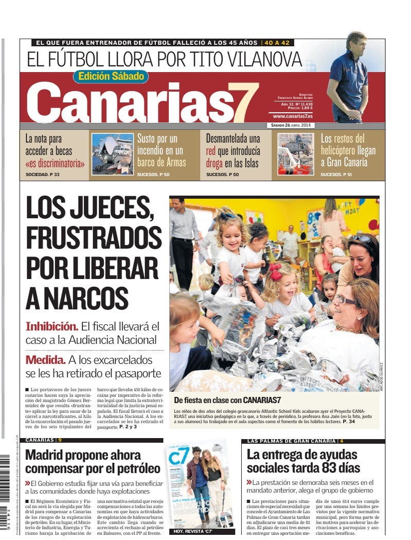 Portada Canarias7 26-04-2014