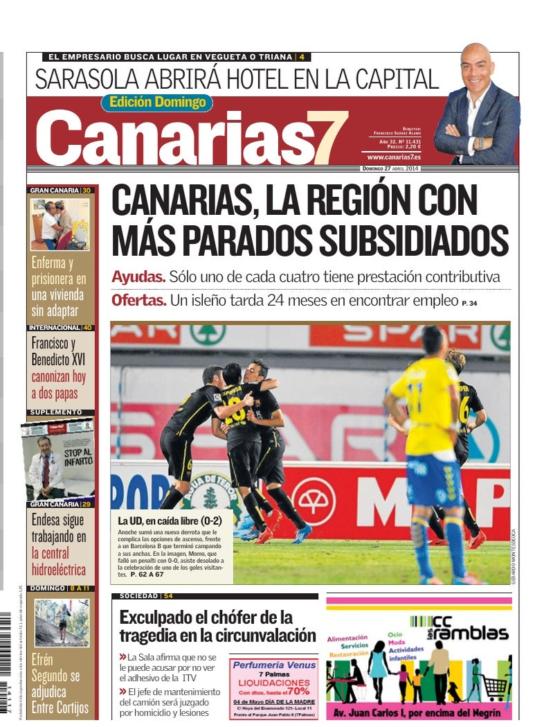 Portada Canarias7 27-04-2014