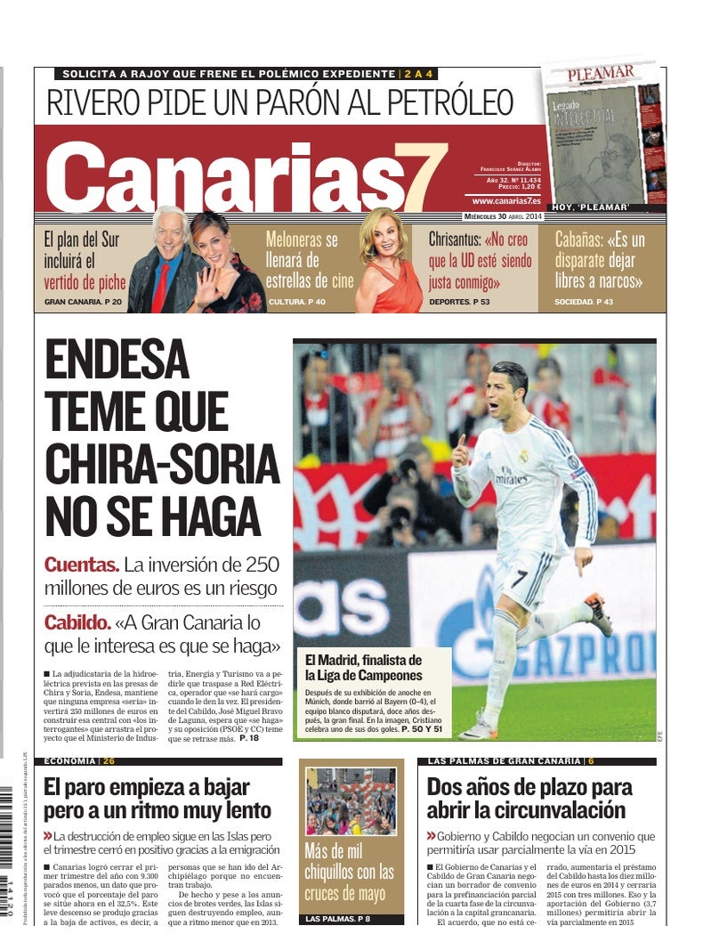 Portada Canarias7 30-04-2014