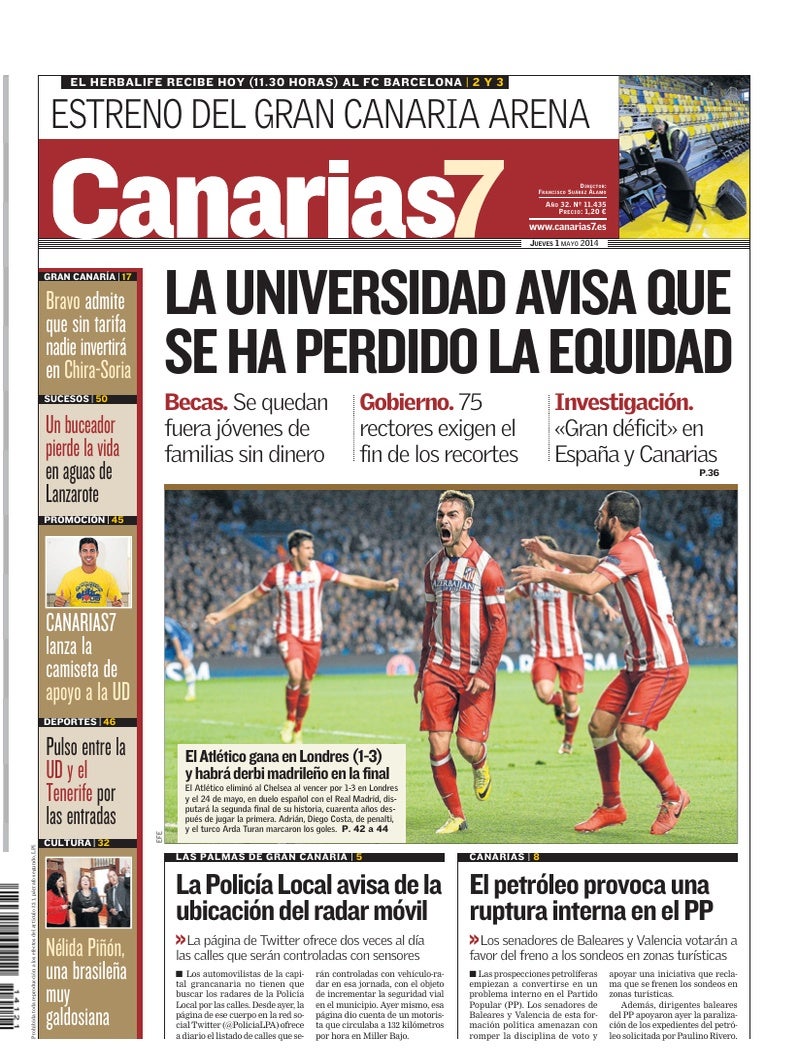 Portada Canarias7 01-05-2014