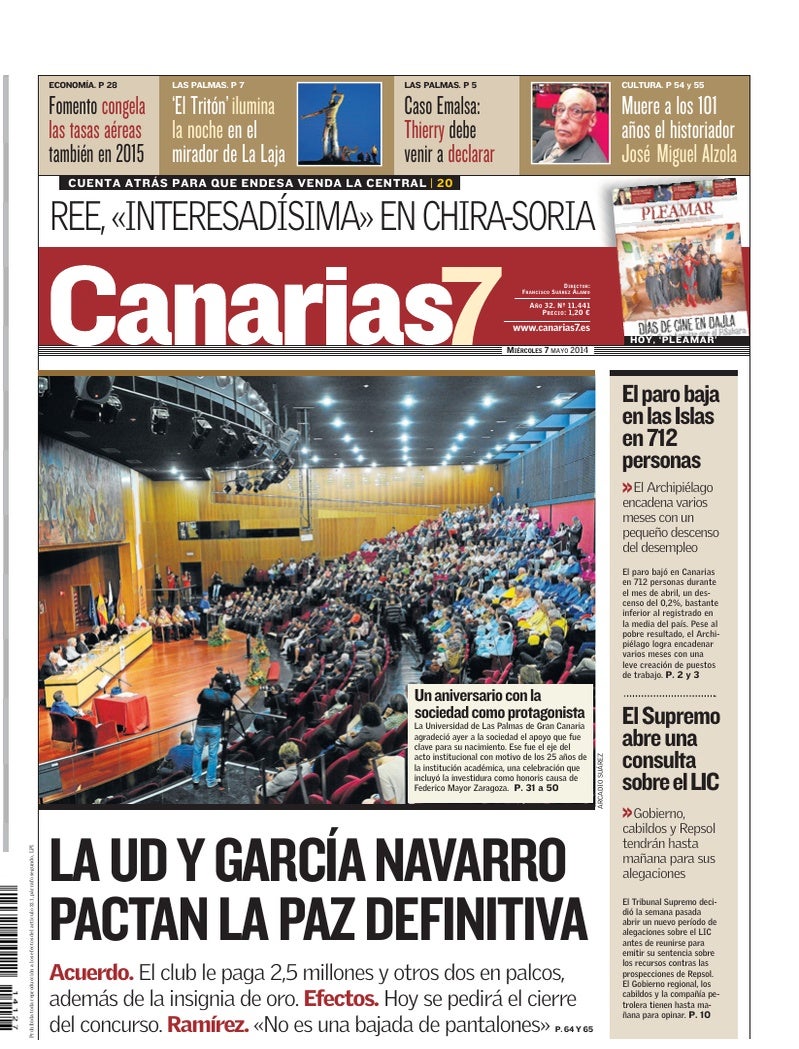 Portada Canarias7 07-05-2014