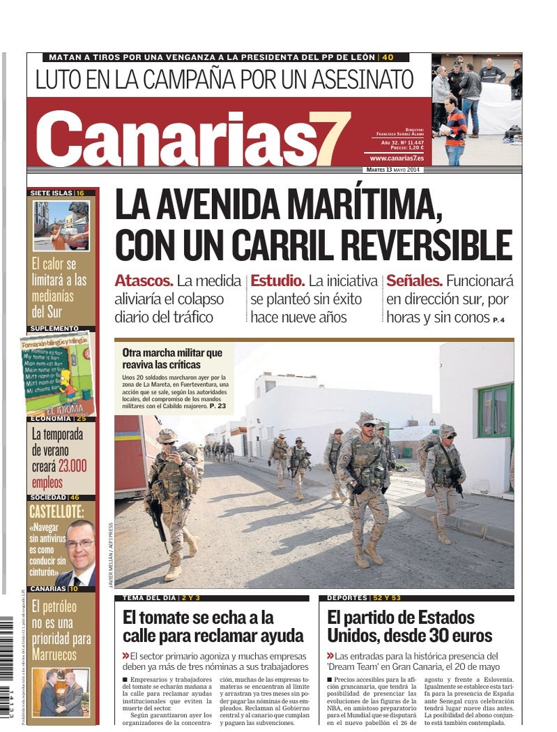 Portada Canarias7 13-05-2014