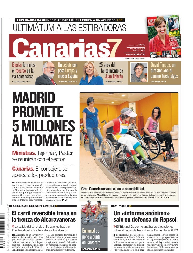 Portada Canarias7 16-05-2014